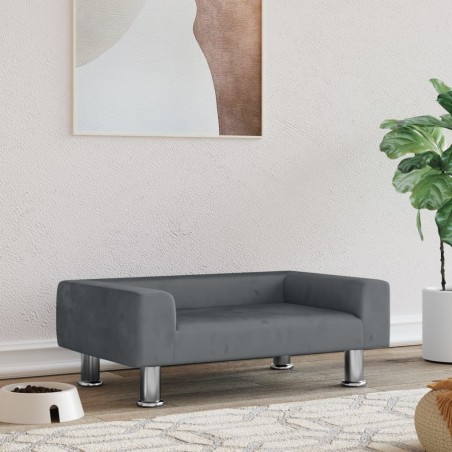 vidaXL Cama para perros de terciopelo gris oscuro 70x45x26,5 cm