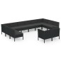vidaXL Set muebles de jardín 12 pzas y cojines ratán sintético negro vidaXL Set muebles de jardín 12 pzas y cojines ratán sintético negro