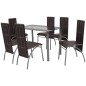 vidaXL Conjunto de Comedor Elegante y Cómodo de Siete Piezas Color Marrón vidaXL Conjunto de Comedor Elegante y Cómodo de Siete Piezas Color Marrón
