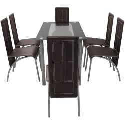 vidaXL Conjunto de Comedor Elegante y Cómodo de Siete Piezas Color Marrón