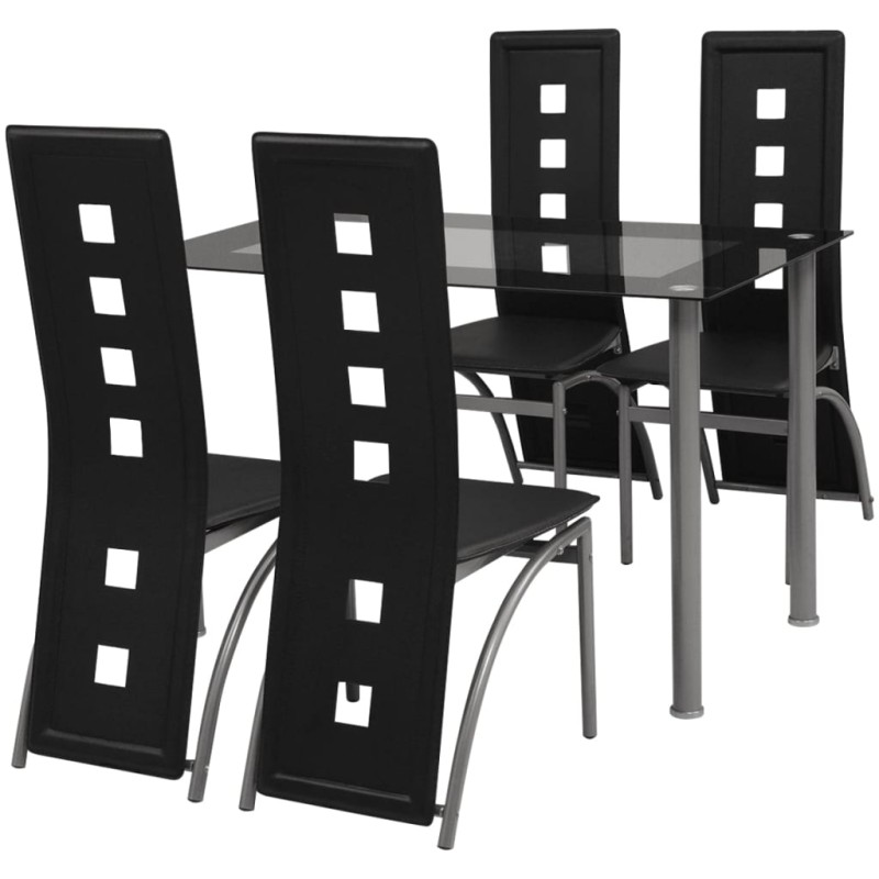 vidaXL Conjunto de comedor de cinco piezas negro vidaXL Conjunto de comedor de cinco piezas negro