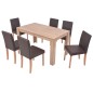vidaXL Sillas y mesa de comedor 7 pzas roble y cuero artificial marrón