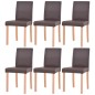 vidaXL Sillas y mesa de comedor 7 pzas roble y cuero artificial marrón
