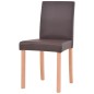 vidaXL Sillas y mesa de comedor 7 pzas roble y cuero artificial marrón