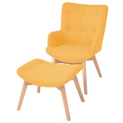 vidaXL Sillón con taburete reposapiés de tela amarillo