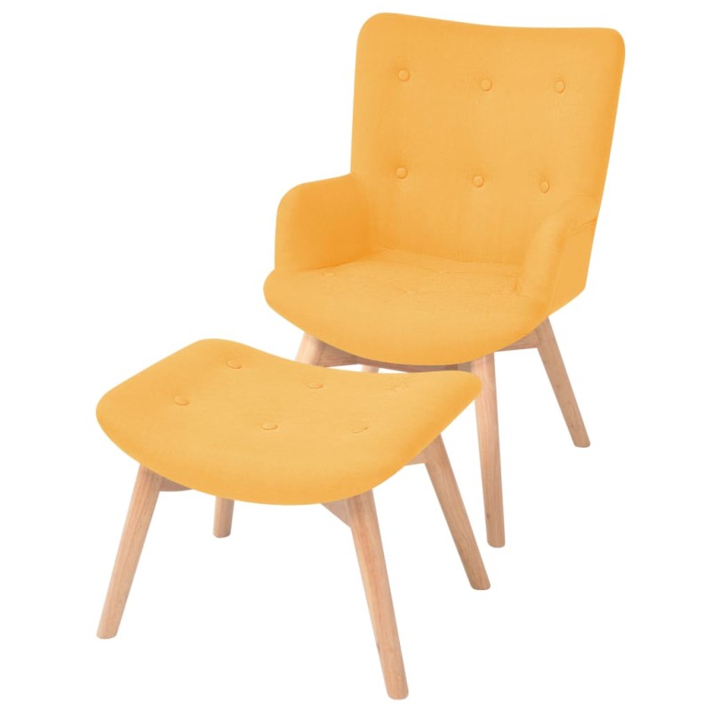 vidaXL Sillón con taburete reposapiés de tela amarillo vidaXL Sillón con taburete reposapiés de tela amarillo