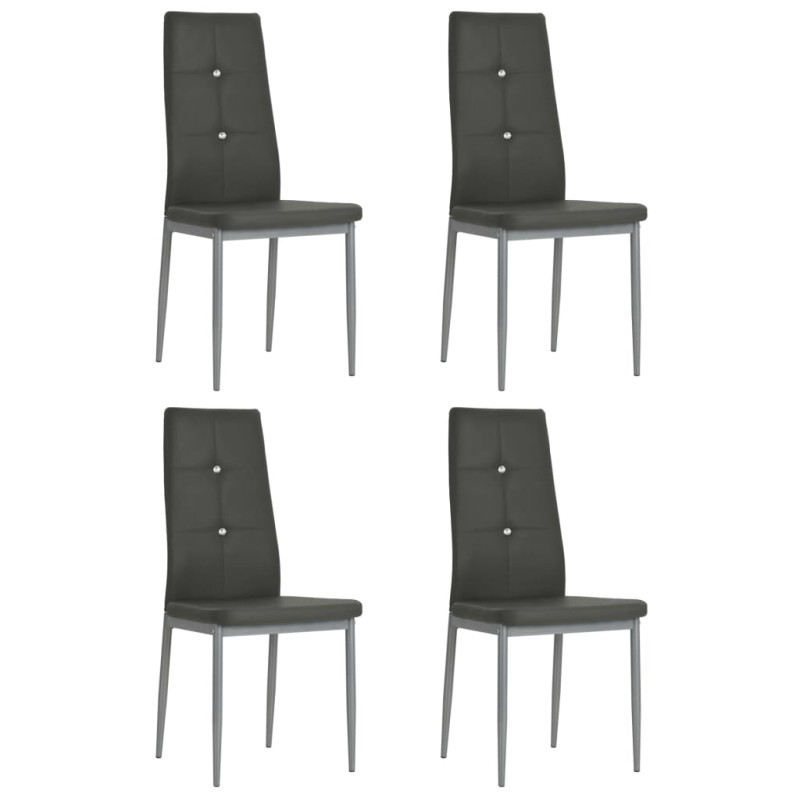 vidaXL Sillas de comedor 4 unidades cuero sintético gris