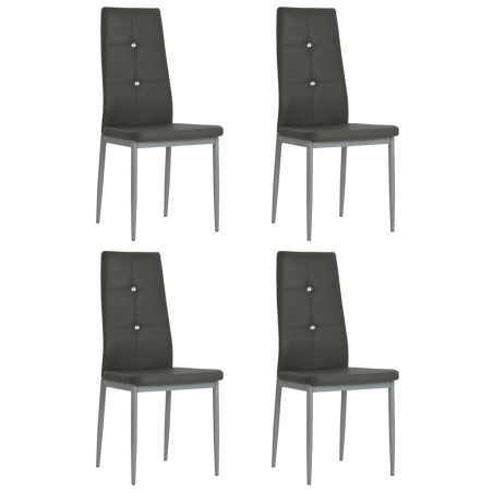 vidaXL Sillas de comedor 4 unidades cuero sintético gris