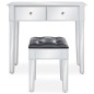 vidaXL Tocador espejado con taburete de MDF y vidrio vidaXL Tocador espejado con taburete de MDF y vidrio