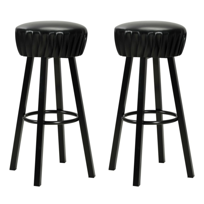 vidaXL Taburetes de cocina 2 unidades cuero sintético negro vidaXL Taburetes de cocina 2 unidades cuero sintético negro