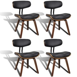 vidaXL Sillas de comedor 4 unidades madera curvada y cuero artificial  