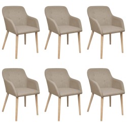 vidaXL Sillas de comedor 6 uds tela beige y madera maciza de roble 
