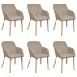 vidaXL Sillas de comedor 6 uds tela beige y madera maciza de roble vidaXL Sillas de comedor 6 uds tela beige y madera maciza de roble