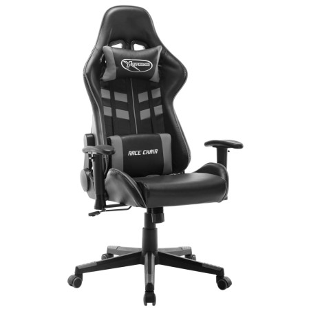 vidaXL Silla de gaming de cuero sintético negro y gris