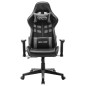vidaXL Silla de gaming de cuero sintético negro y gris vidaXL Silla de gaming de cuero sintético negro y gris