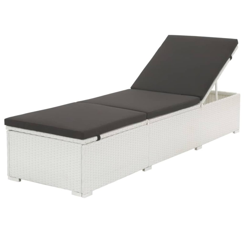 vidaXL Tumbona con cojín ratán sintético blanco vidaXL Tumbona con cojín ratán sintético blanco