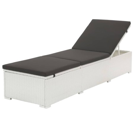 vidaXL Tumbona con cojín ratán sintético blanco
