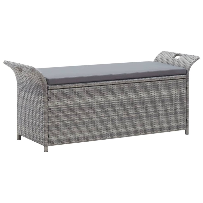 vidaXL Banco de almacenaje con cojín ratán sintético gris 138 cm vidaXL Banco de almacenaje con cojín ratán sintético gris 138 cm