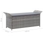 vidaXL Banco de almacenaje con cojín ratán sintético gris 138 cm vidaXL Banco de almacenaje con cojín ratán sintético gris 138 cm