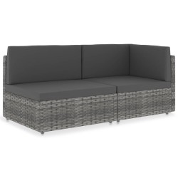 vidaXL Sofá seccional de 2 plazas de ratán sintético gris