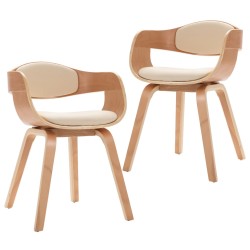 vidaXL Sillas de comedor 2 unidades madera curvada y cuero sintético 