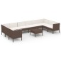 vidaXL Set muebles de jardín 11 pzas y cojines ratán sintético marrón vidaXL Set muebles de jardín 11 pzas y cojines ratán sintético marrón