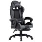 vidaXL Silla gaming con reposapiés cuero sintético gris y negro vidaXL Silla gaming con reposapiés cuero sintético gris y negro