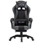 vidaXL Silla gaming con reposapiés cuero sintético gris y negro vidaXL Silla gaming con reposapiés cuero sintético gris y negro