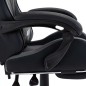 vidaXL Silla gaming con reposapiés cuero sintético gris y negro vidaXL Silla gaming con reposapiés cuero sintético gris y negro