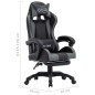 vidaXL Silla gaming con reposapiés cuero sintético gris y negro vidaXL Silla gaming con reposapiés cuero sintético gris y negro