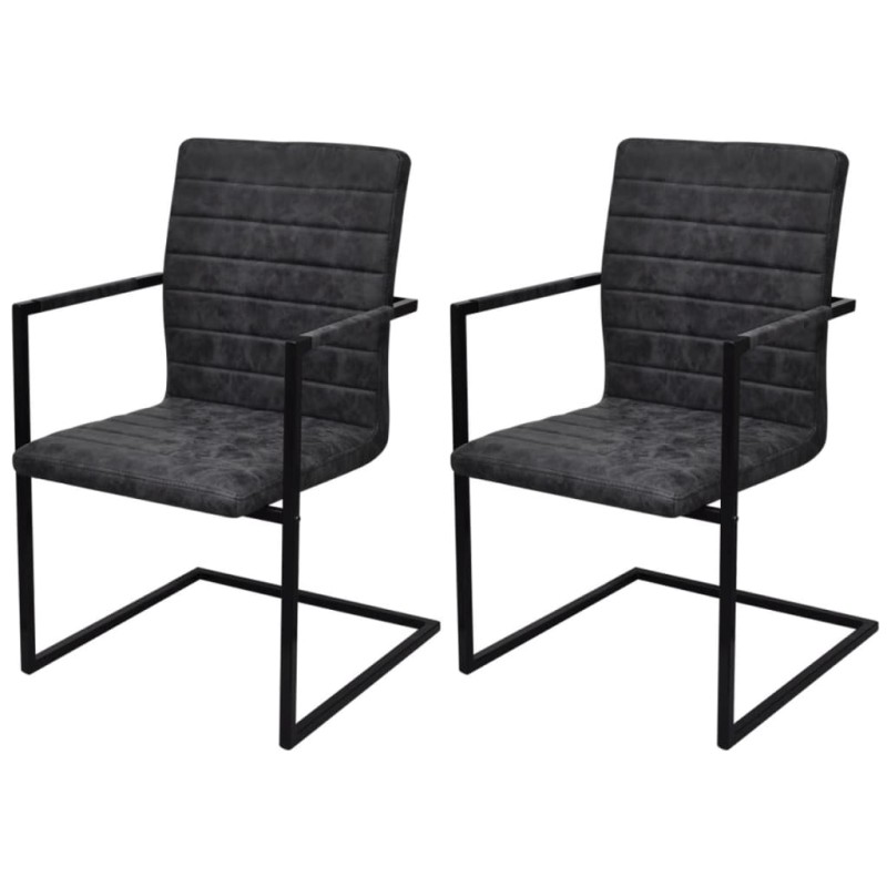 vidaXL Sillas de comedor voladizas 2 unidades cuero sintético negro vidaXL Sillas de comedor voladizas 2 unidades cuero sintético negro