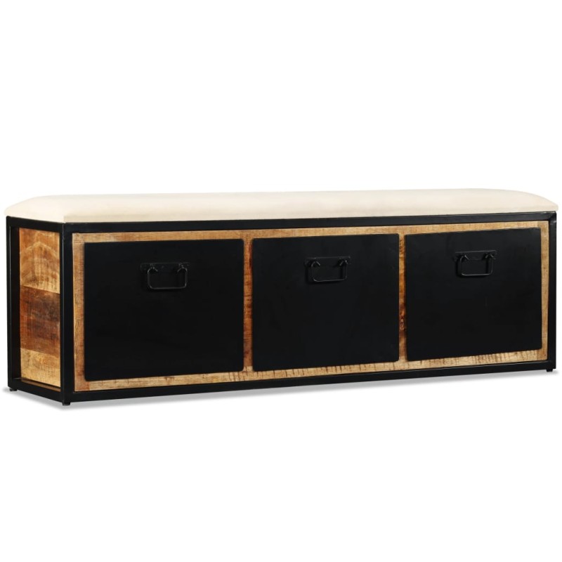 vidaXL Banco de almacenamiento 3 cajones madera de mango 120x30x40 cm vidaXL Banco de almacenamiento 3 cajones madera de mango 120x30x40 cm