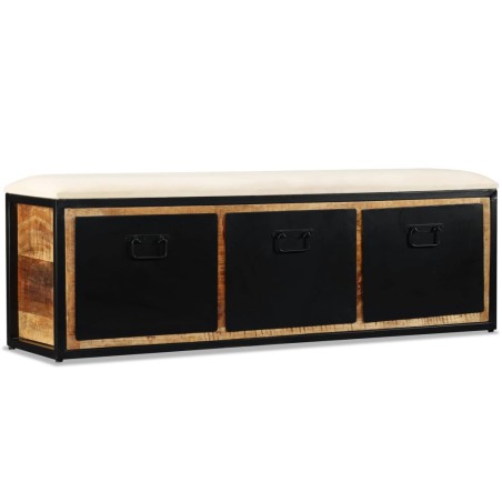 vidaXL Banco de almacenamiento 3 cajones madera de mango 120x30x40 cm