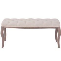 vidaXL Banco de madera maciza y lino blanco crema 110x38x48 cm 