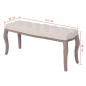 vidaXL Banco de madera maciza y lino blanco crema 110x38x48 cm 