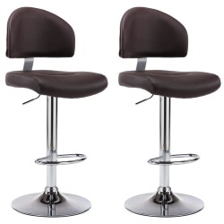 vidaXL Taburetes de cocina 2 unidades cuero sintético marrón