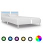 vidaXL Estructura de cama con LED de cuero sintético blanco 90x200 cm vidaXL Estructura de cama con LED de cuero sintético blanco 90x200 cm