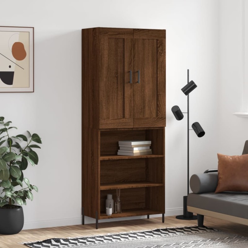vidaXL Aparador alto madera contrachapada marrón roble 69,5x34x180 cm vidaXL Aparador alto madera contrachapada marrón roble 69,5x34x180 cm
