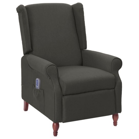 vidaXL Sillón reclinable de masaje tela gris oscuro