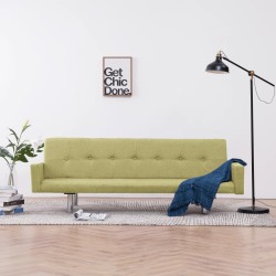 vidaXL Sofá cama con reposabrazos de poliéster verde
