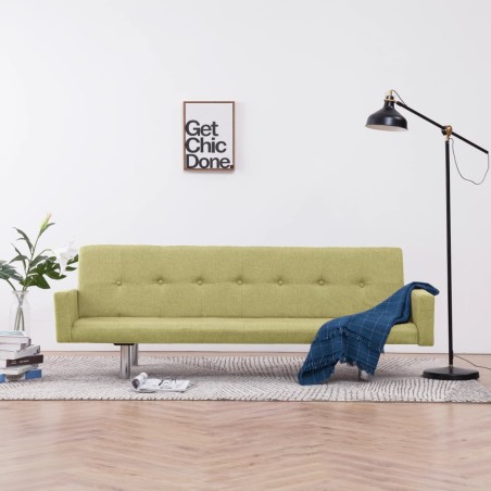 vidaXL Sofá cama con reposabrazos de poliéster verde