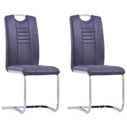 vidaXL Sillas de comedor voladizas 2 uds piel de ante artificial gris