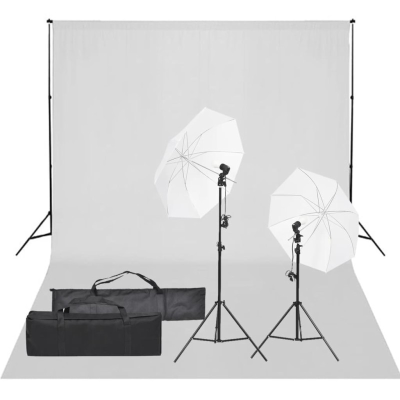 vidaXL Kit de estudio fotográfico con set de luces y fondo vidaXL Kit de estudio fotográfico con set de luces y fondo