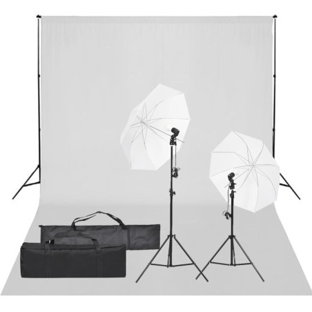 vidaXL Kit de estudio fotográfico con set de luces y fondo