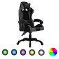 vidaXL Silla gaming con luces LED RGB cuero sintético gris y negro vidaXL Silla gaming con luces LED RGB cuero sintético gris y negro