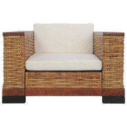 vidaXL Sillón con cojines de ratán natural marrón