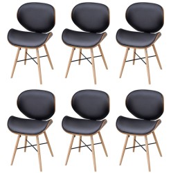vidaXL Sillas de comedor 6 unidades madera curvada y cuero sintético