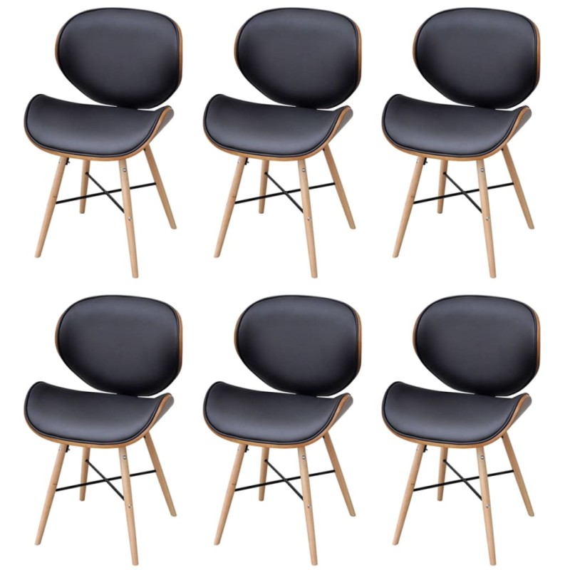 vidaXL Sillas de comedor 6 unidades madera curvada y cuero sintético vidaXL Sillas de comedor 6 unidades madera curvada y cuero sintético