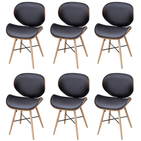 vidaXL Sillas de comedor 6 unidades madera curvada y cuero sintético