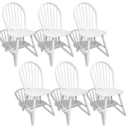 vidaXL Sillas de comedor 6 unidades madera maciza de caucho blanca